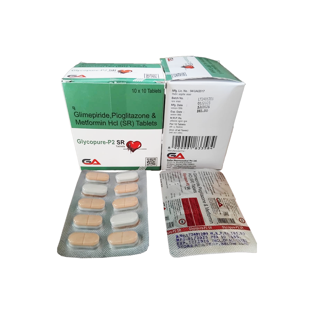 Glycopure P2 Sr | Glimepiride + Pioglitazone + Metformin HCl (SR) | Main Image
