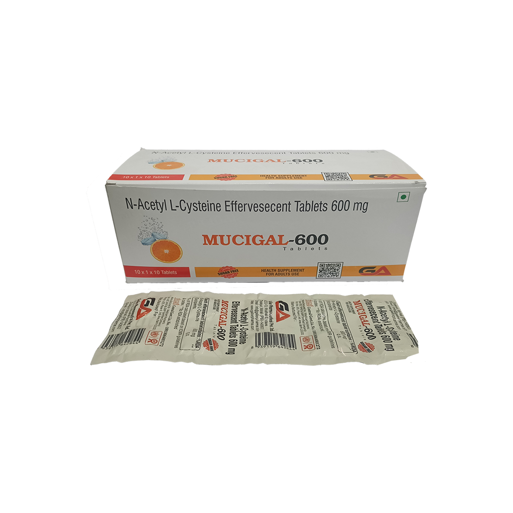 Mucigal 600 | N-Acetyl L-Cysteine Effervescent Tablets 600 mg | Main Image