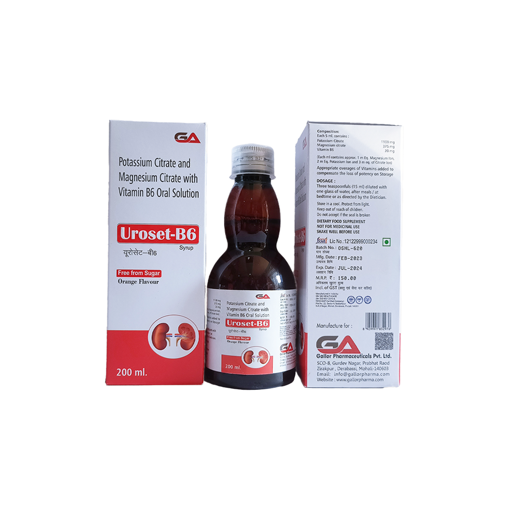 Uroset B6 | Potassium Citrate + Magnesium Citrate + Vitamin B6 | Main Image