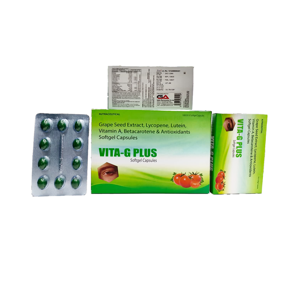 Vita G Plus | Grape Seed Extract, Lycopene, Lutein, Vitamin A, Betacarotene & Antioxidants Softgel Capsules | Main Image