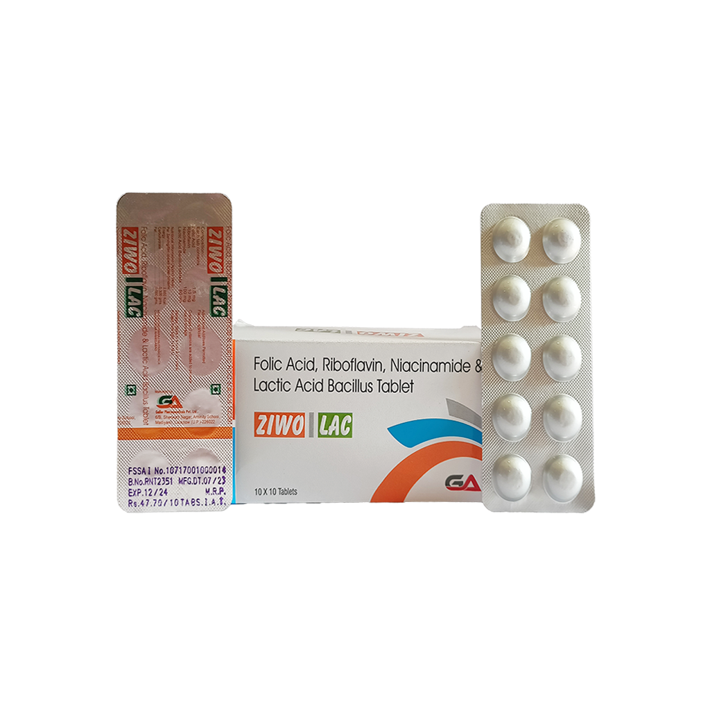Ziwolac | Folic Acid, Riboflavin, Niacinamide & Lactic Acid Bacillus Tablet | Main Image